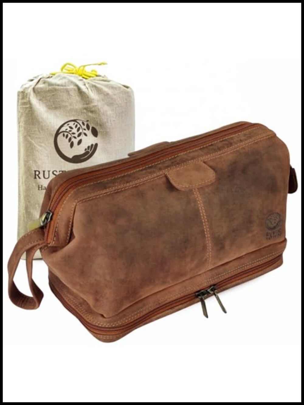 Full Grain Leather Toiletry Bag Shaving Ditty Travel Organizer Kit